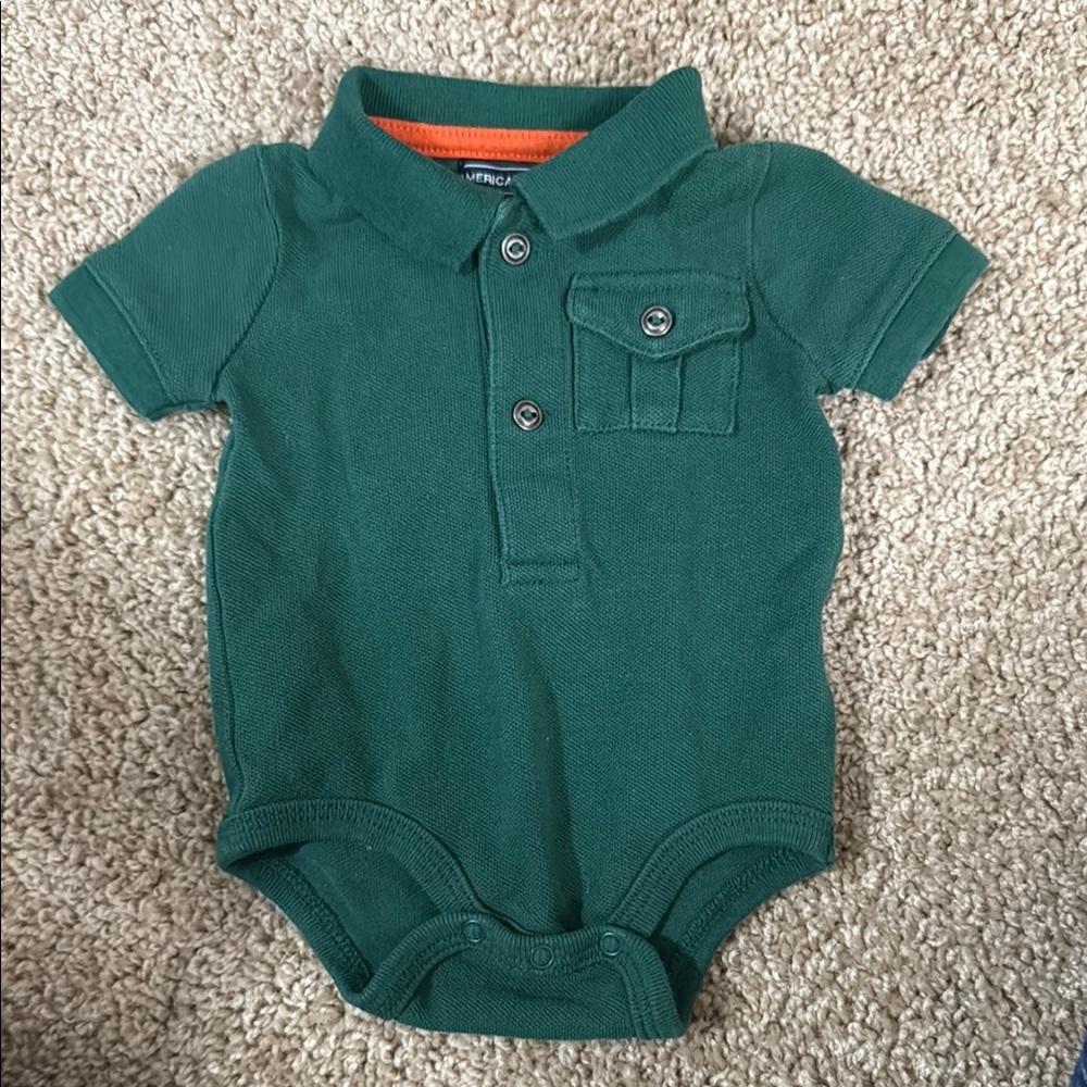 American Living Green Onesie with Orange Trim